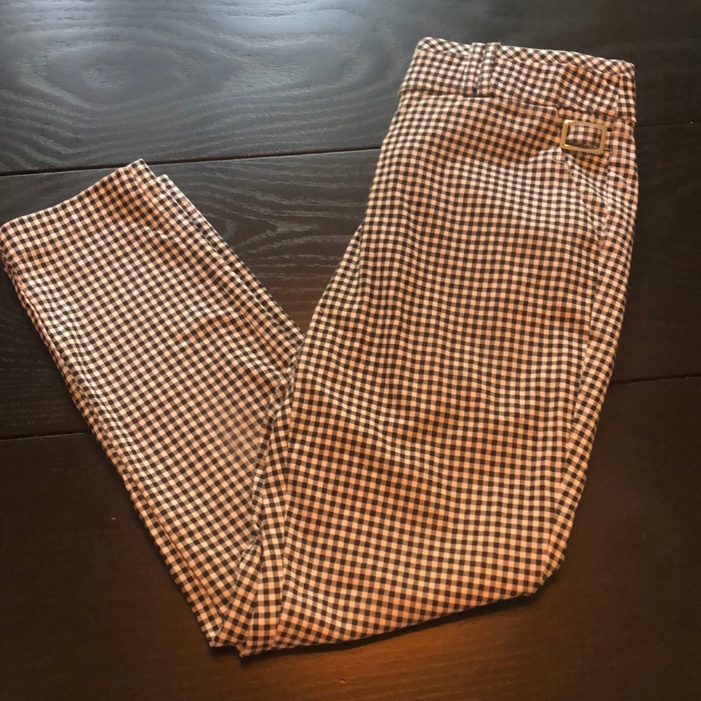 Black and white checked dress pants